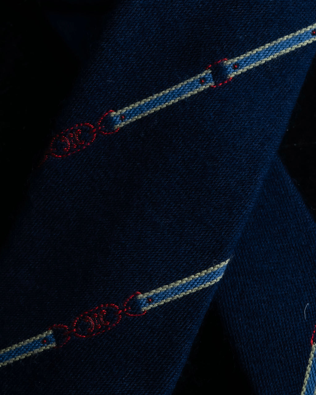 "CELINE" Chain stripe pattern silk necktie