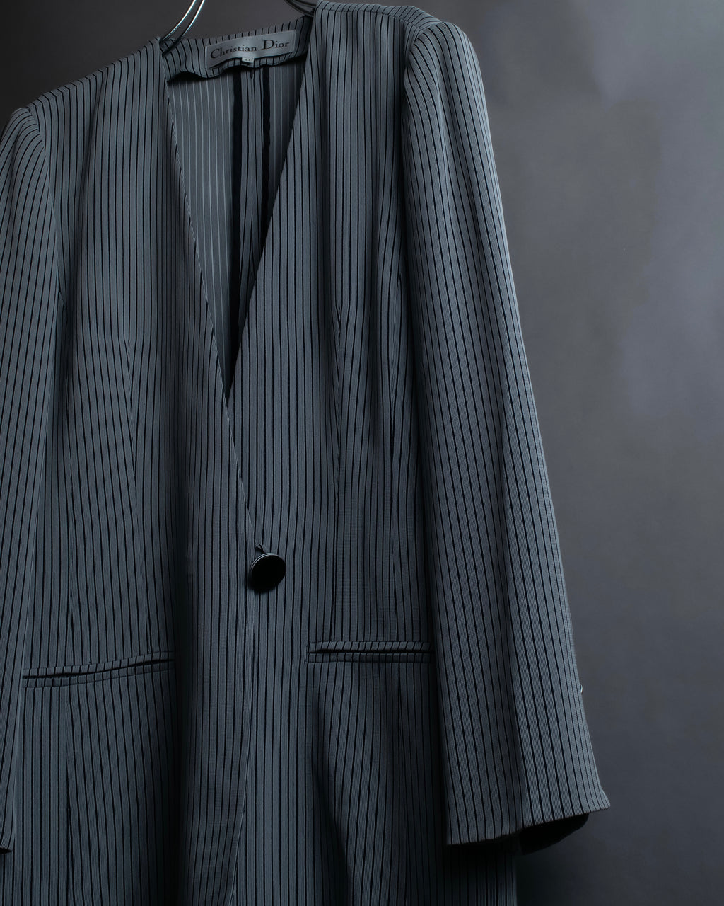 "Christian Dior" Pinstripe collarless jacket