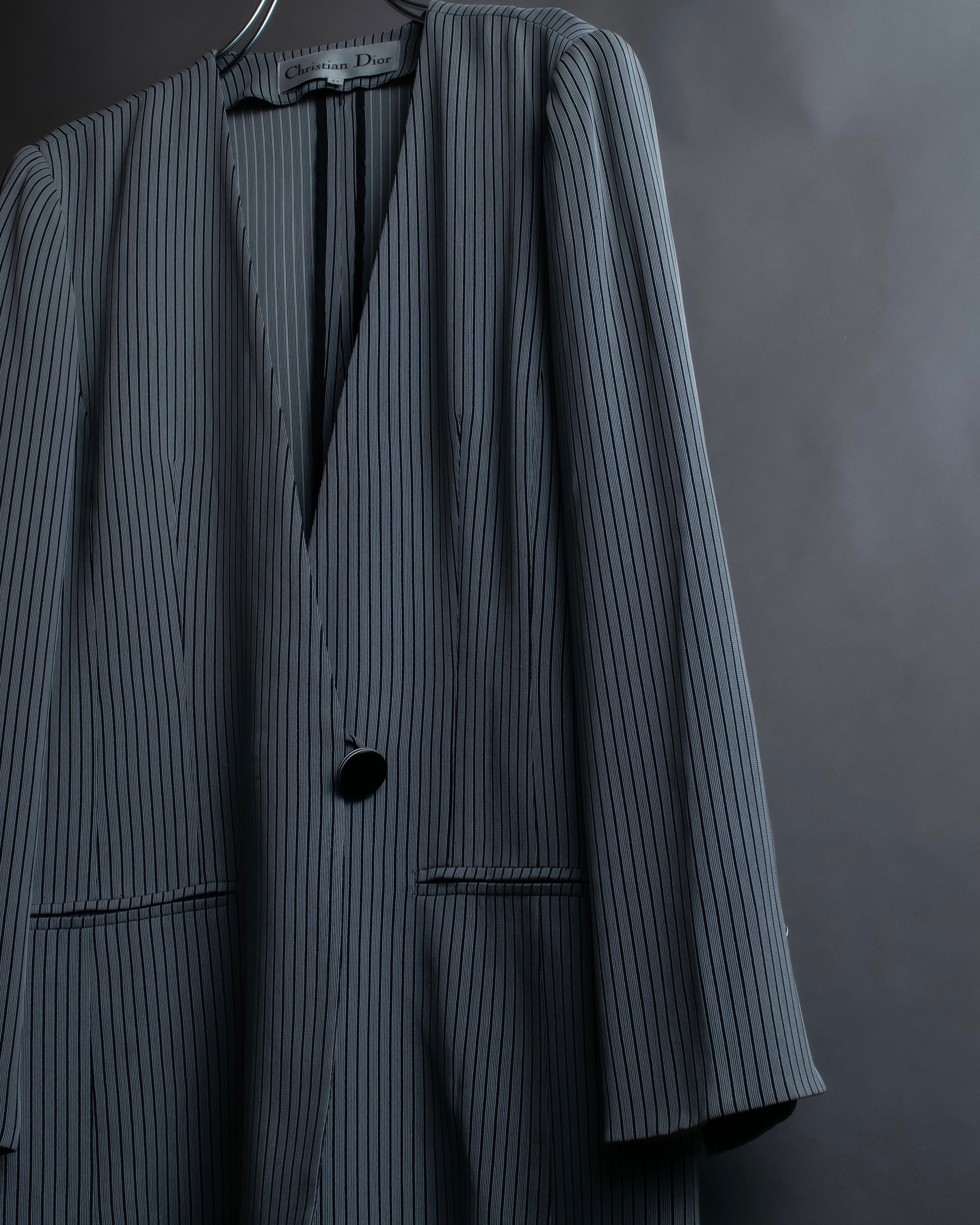 "Christian Dior" Pinstripe collarless jacket