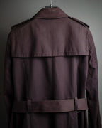 "CELINE" Triomphe button design in plum brown color
 trench coat