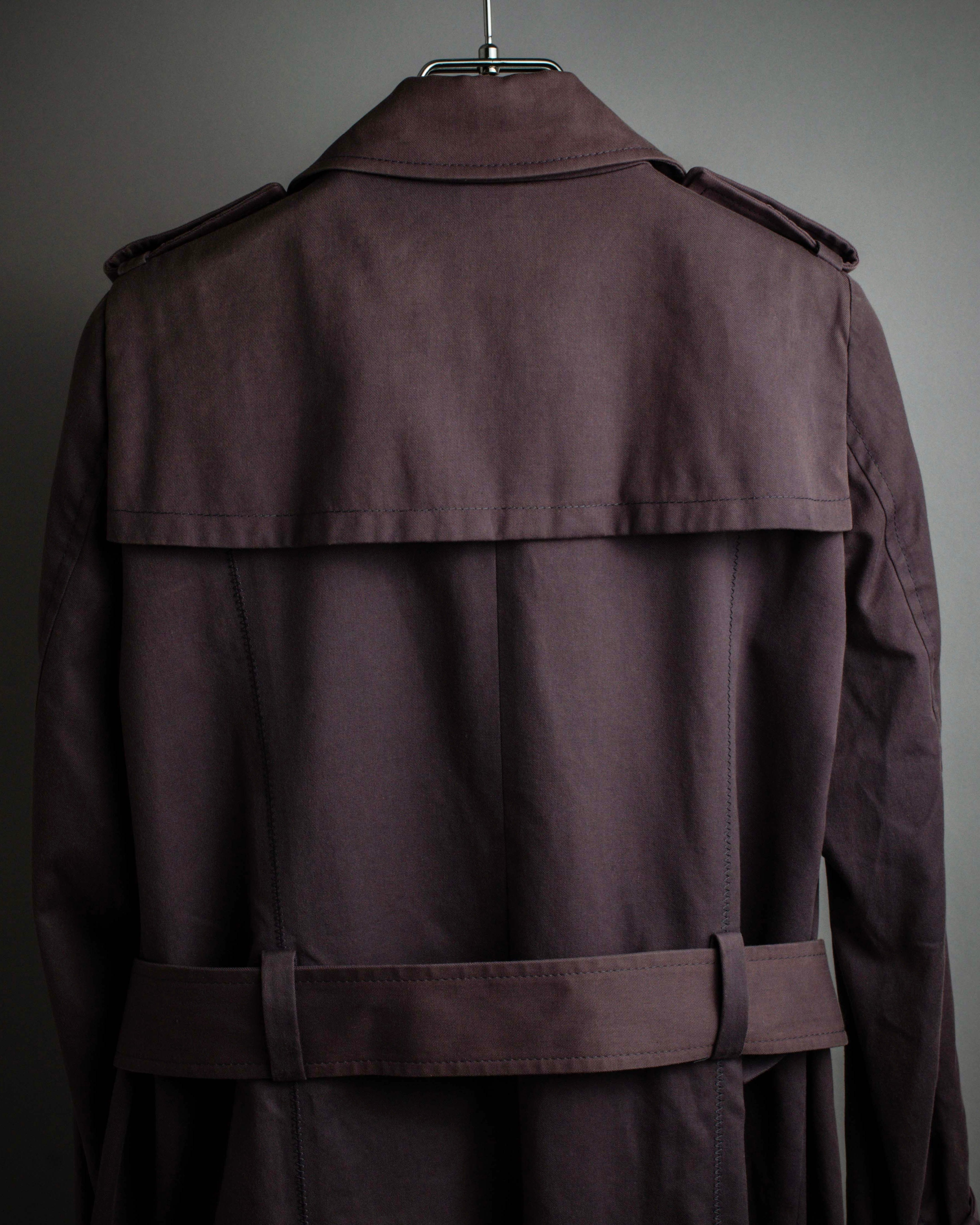 "CELINE" Triomphe button design in plum brown color
 trench coat