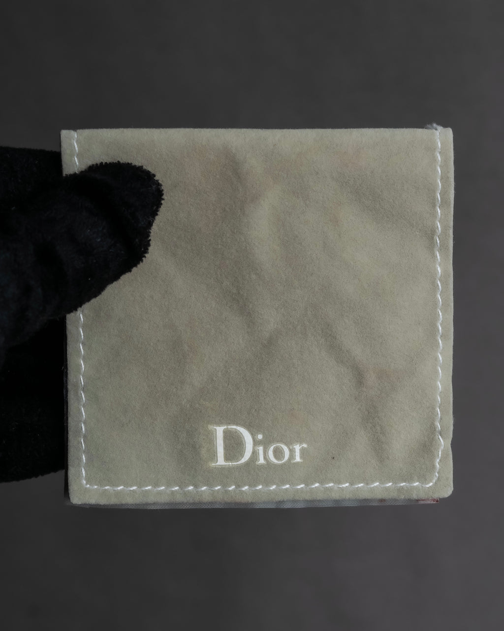 "DIOR" Logo engraved narrow silver ring