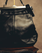 -SPECIAL- "Yves Saint Laurent" 00's Rive gauche black leather frame handbag