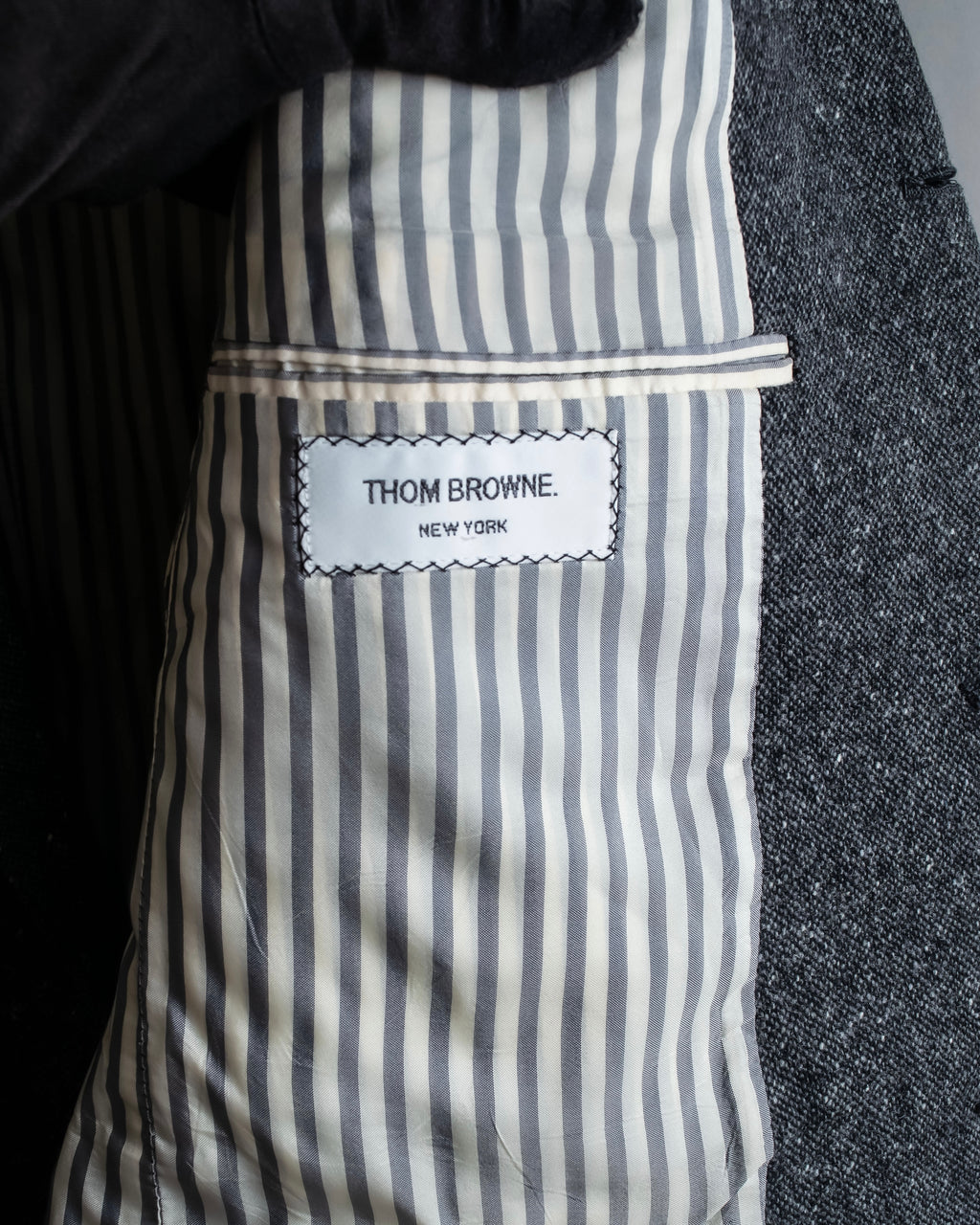 "THOM BROWNE" 3-button napped tweed tailored jacket