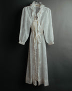 “Yves Saint Laurent” 80’s-90’s Sheer floral ruffle lingerie robe