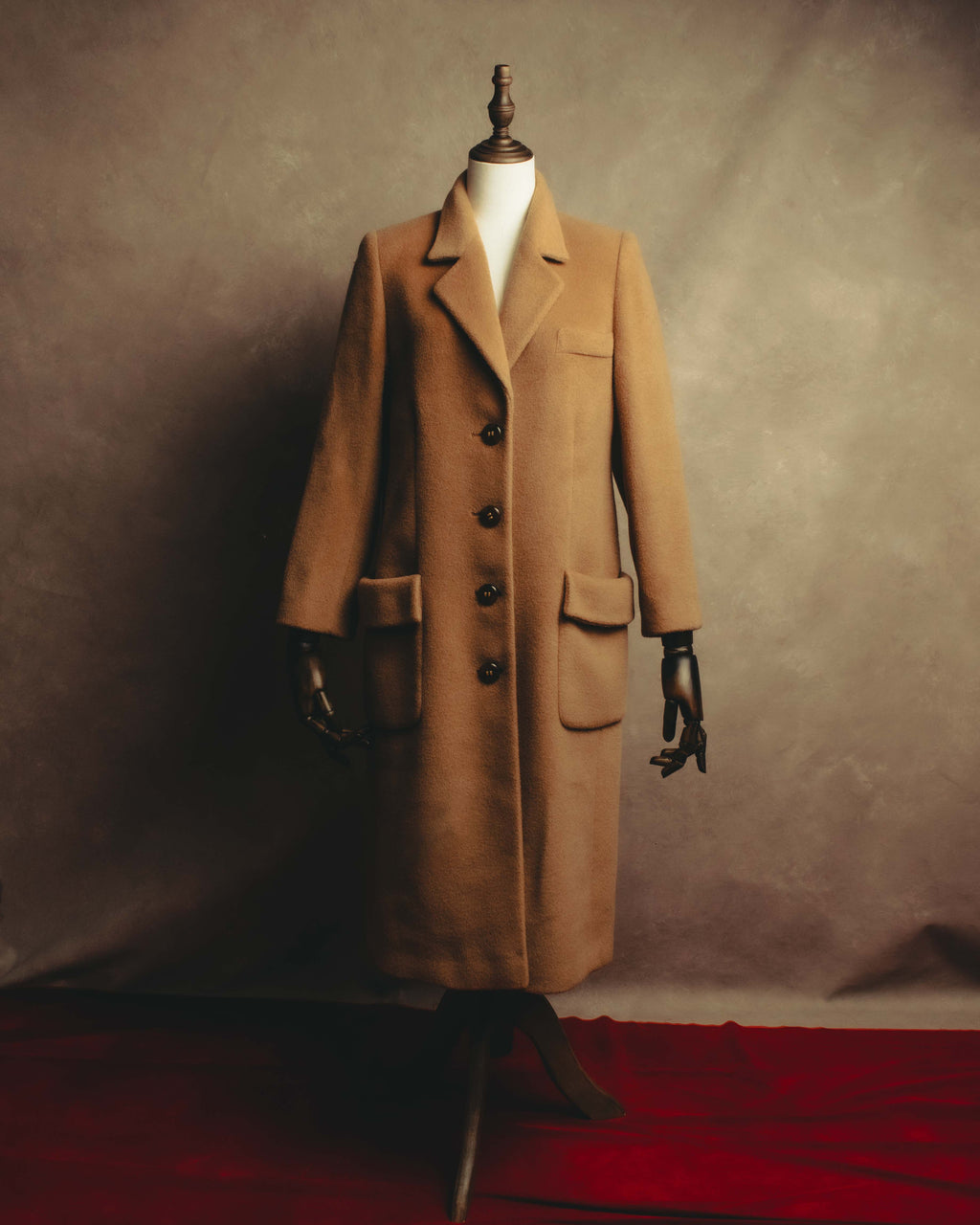 "VALENTINO MISS V" 80's-90's Camel hair single-breasted coat