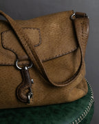 "PRADA" Hook hardware design ostrich leather shoulder bag