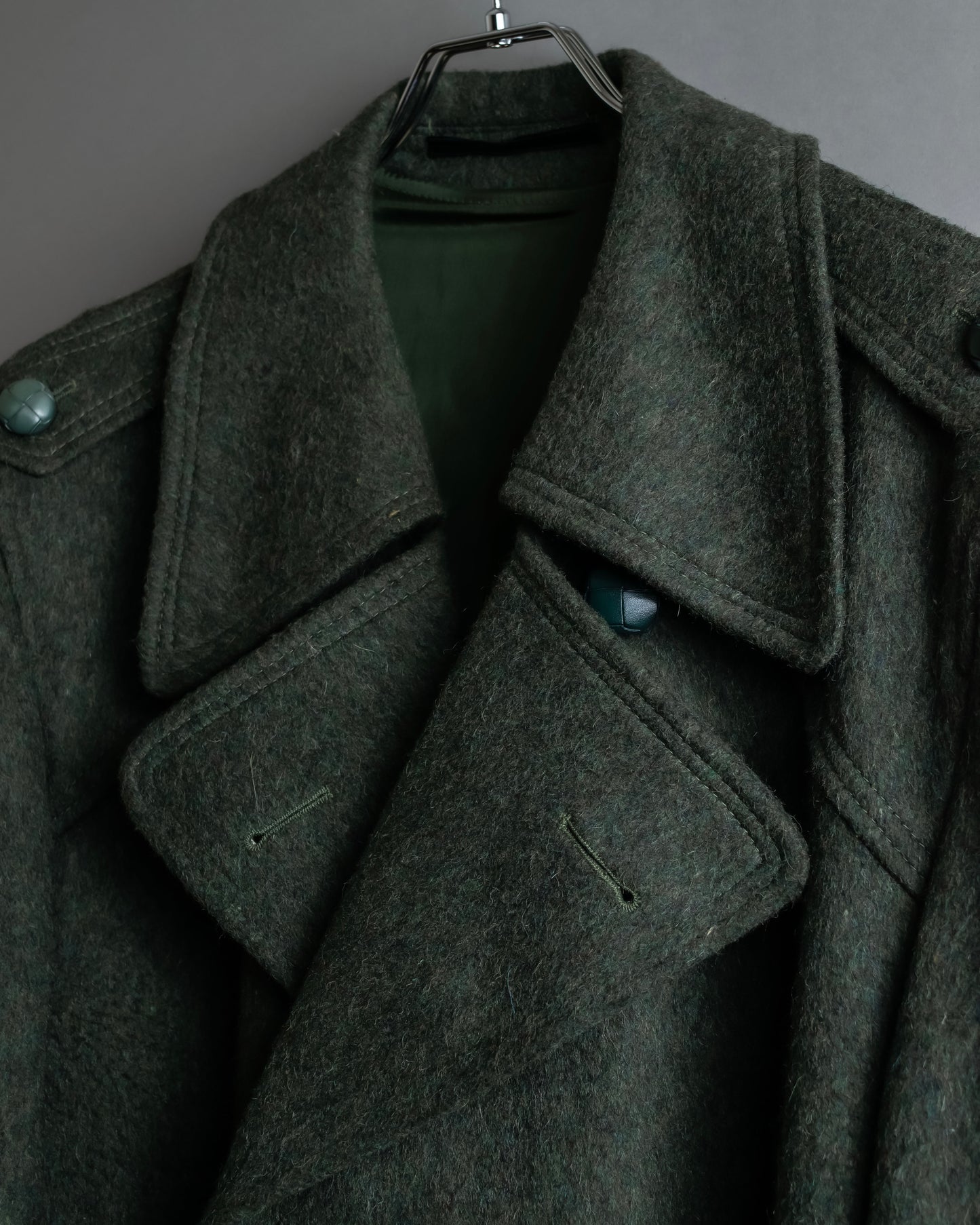 Vintage deep green colour military long coat