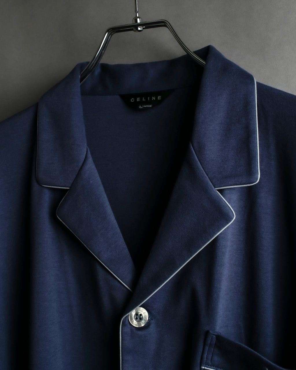 "CELINE" Piping design blue pajama set up