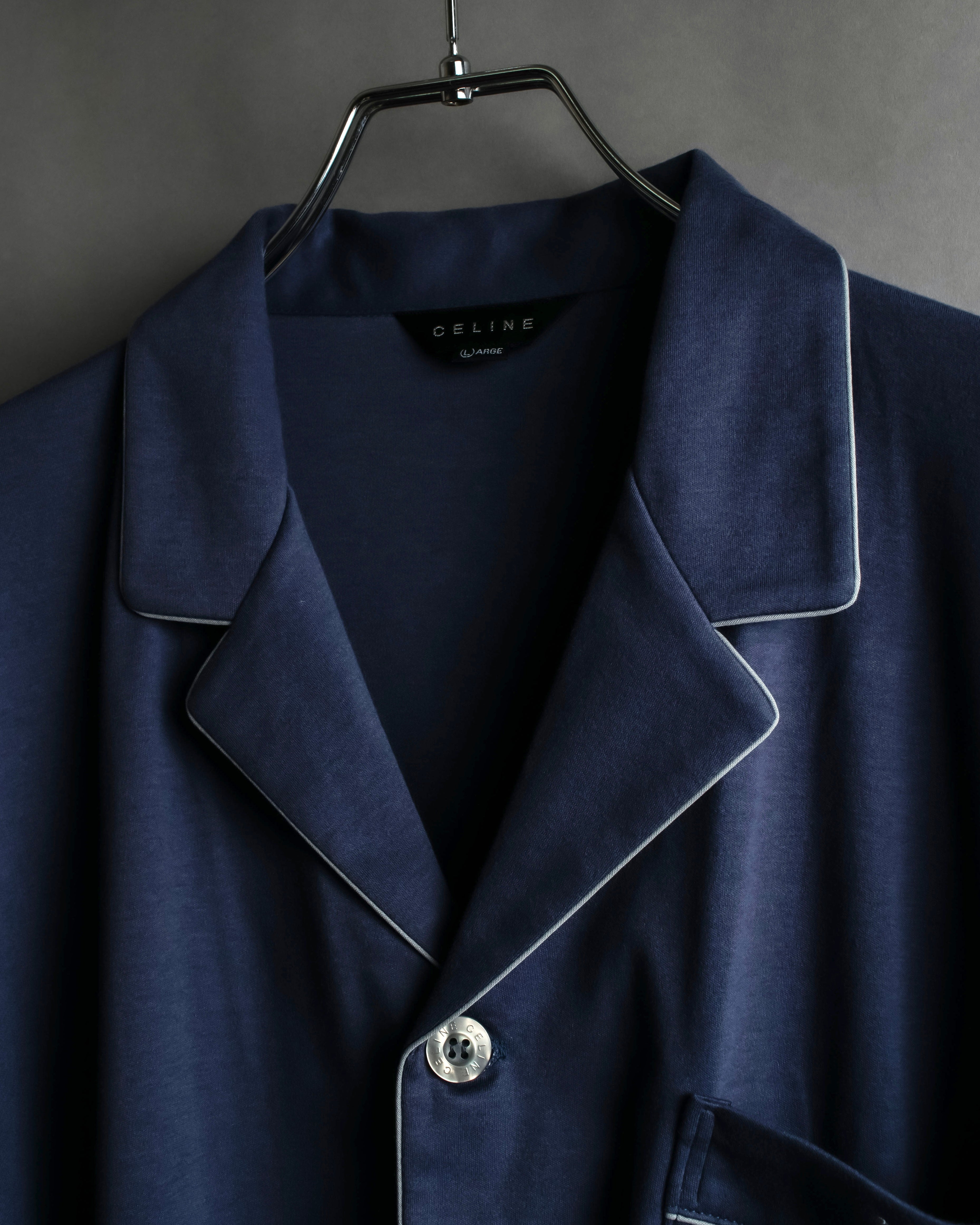 "CELINE" Piping design blue pajama set up