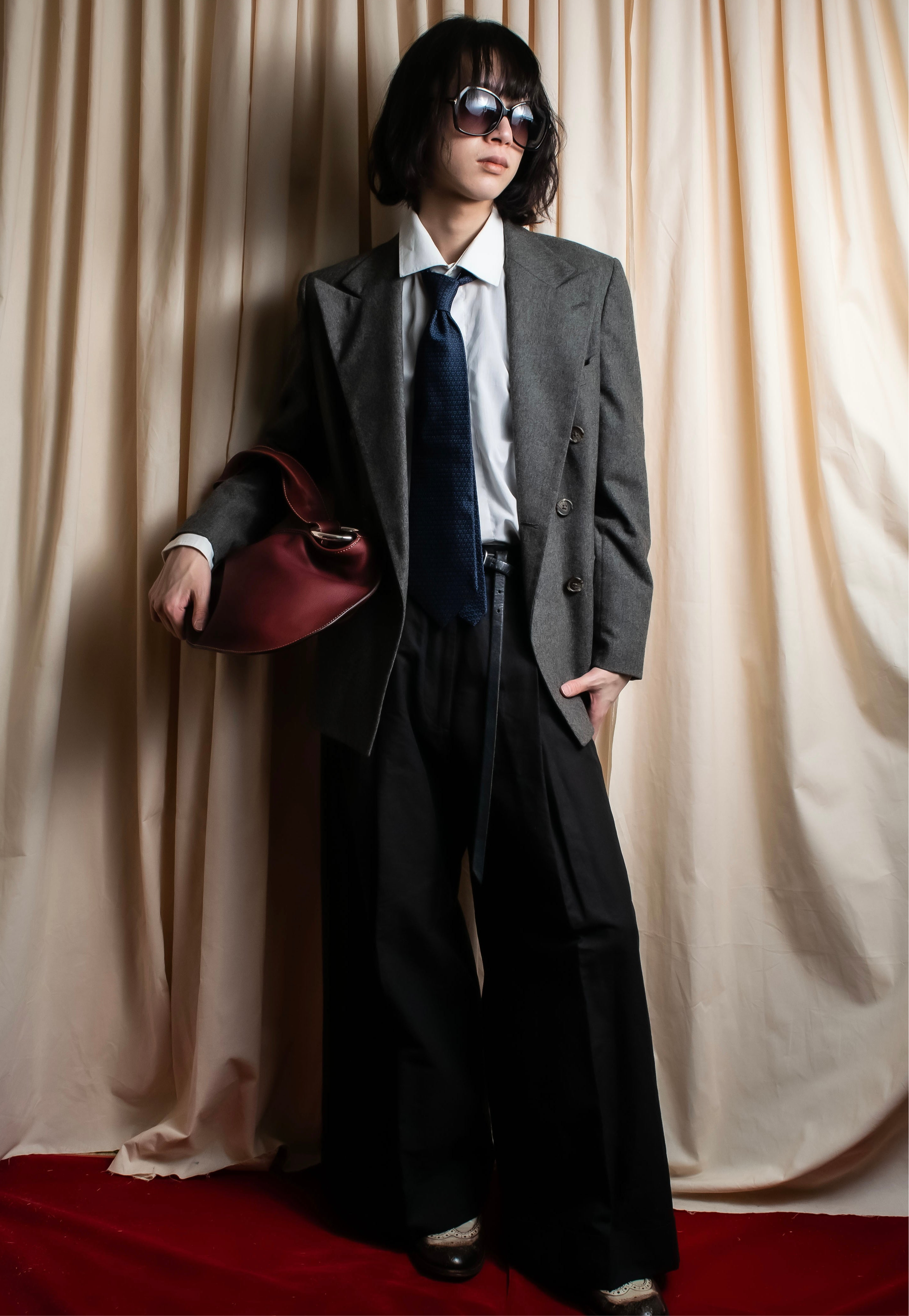 "GUCCI" Navy micro pattern silk necktie