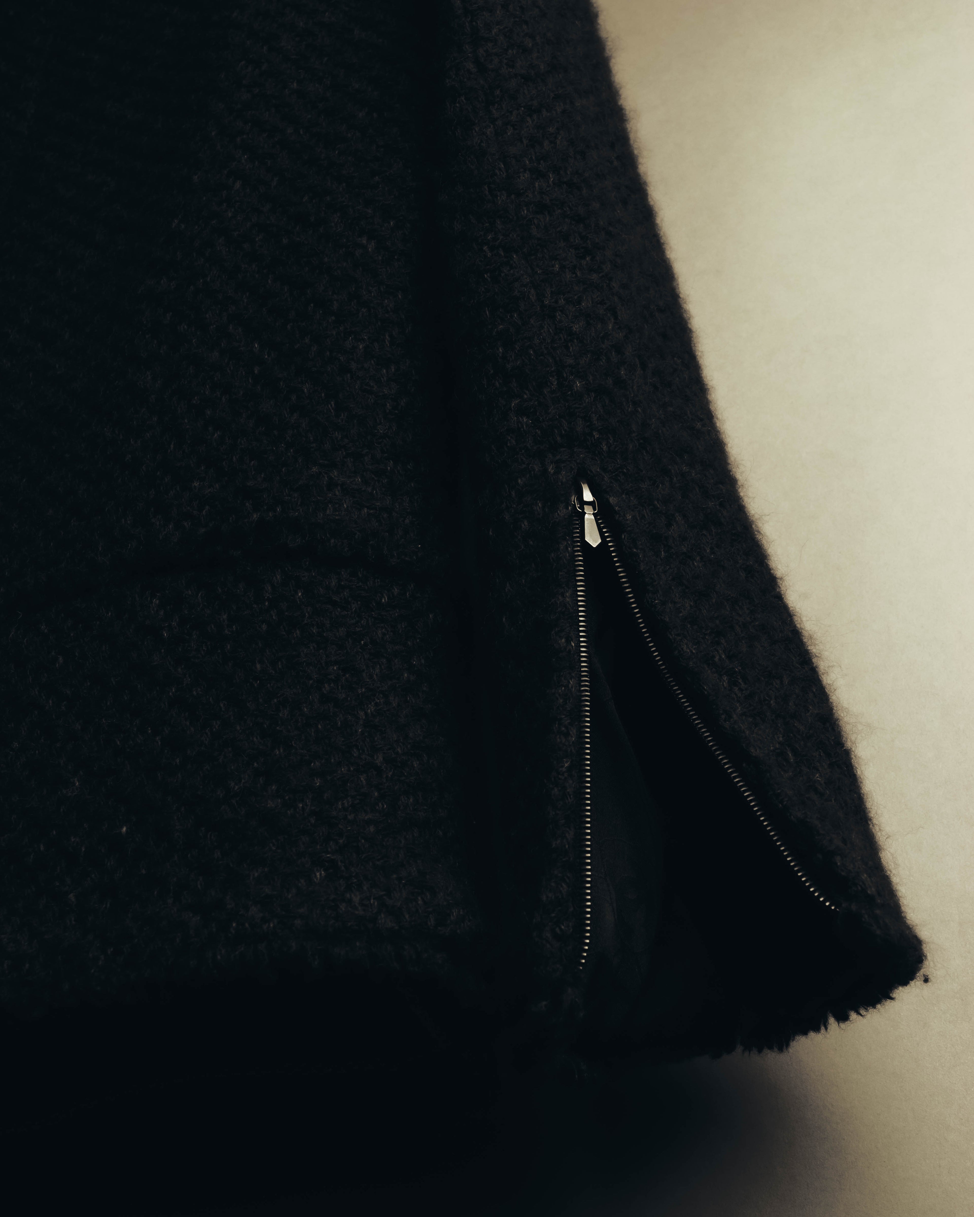 "CHANEL" 04AW Textured wool angora tweed zip jacket