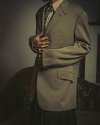 -SPECIAL- "Hermès" 80's-00's Leather collar tailored blazer