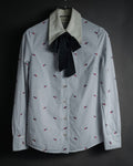 “GUCCI” 2017 heart and dagger embroidered bow tie shirt