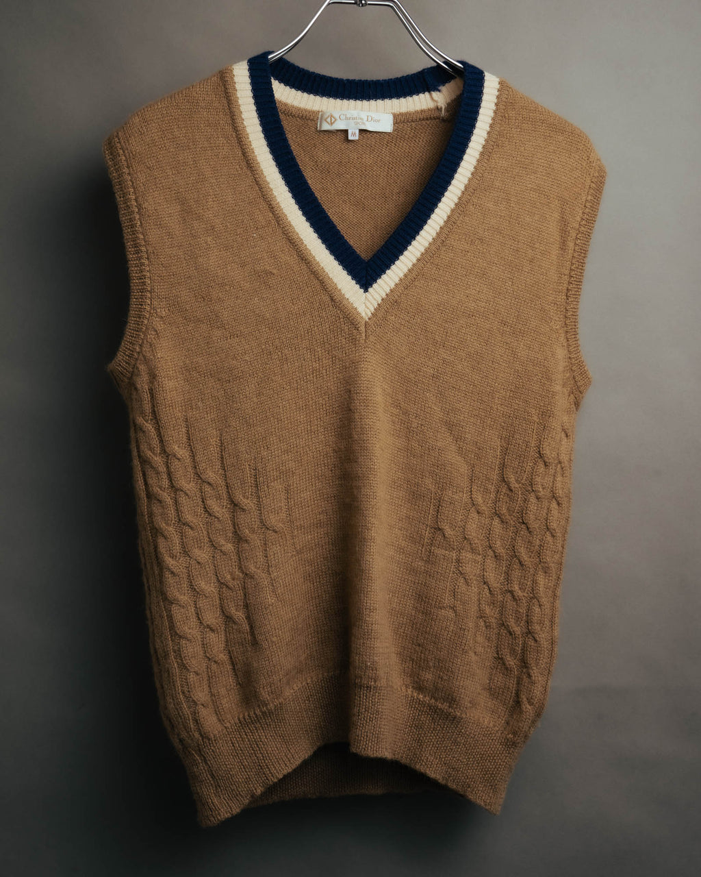 "Christian Dior" 80's-90's Preppy cable knit sweater vest