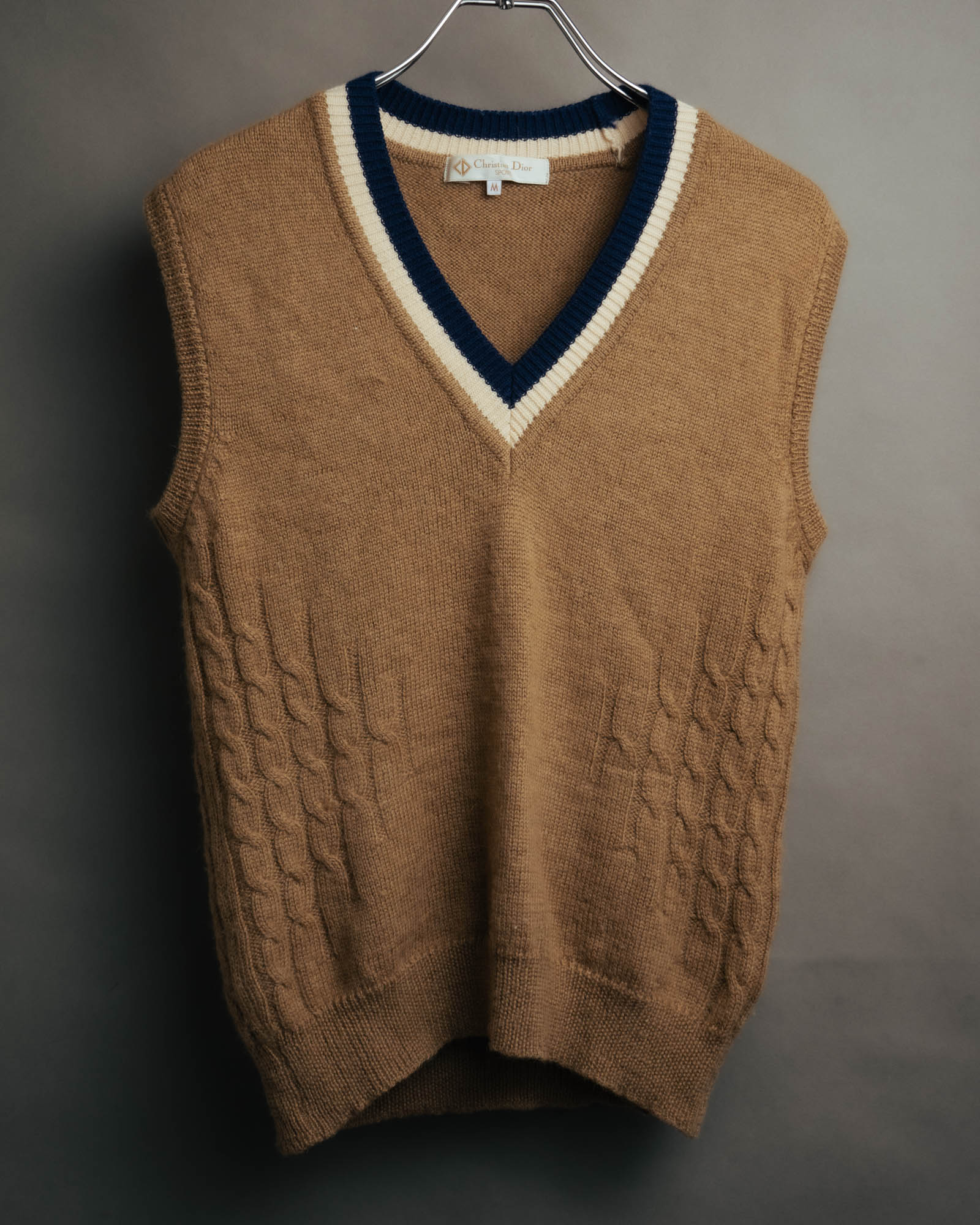 "Christian Dior" 80's-90's Preppy cable knit sweater vest