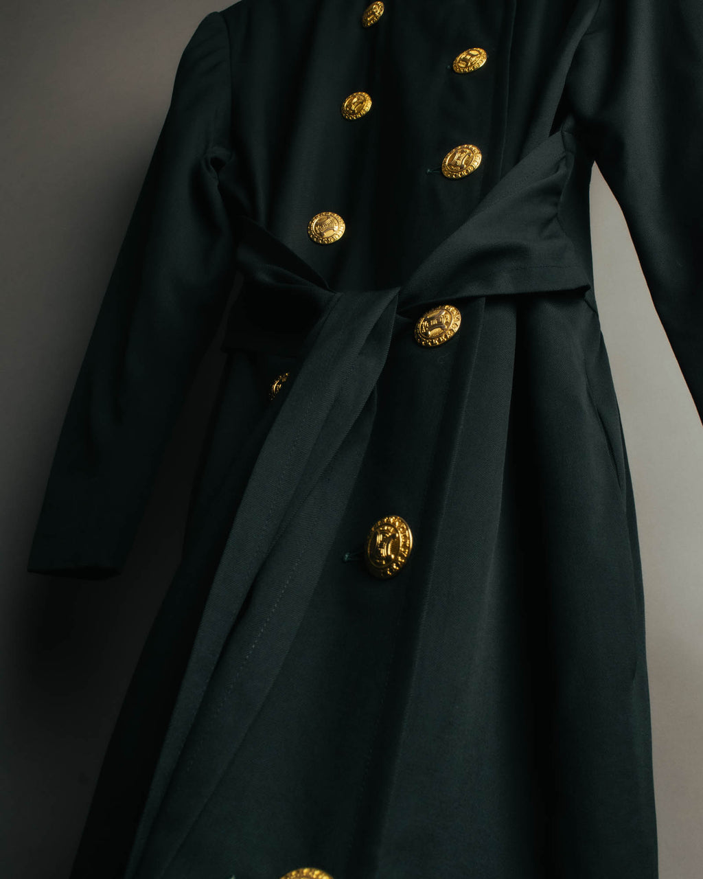 –SPECIAL– "CELINE" 80's Elegant belted double breasted long coat
