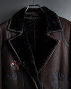 “KENZO” 80’s Folkloric shearling-lined leather long coat