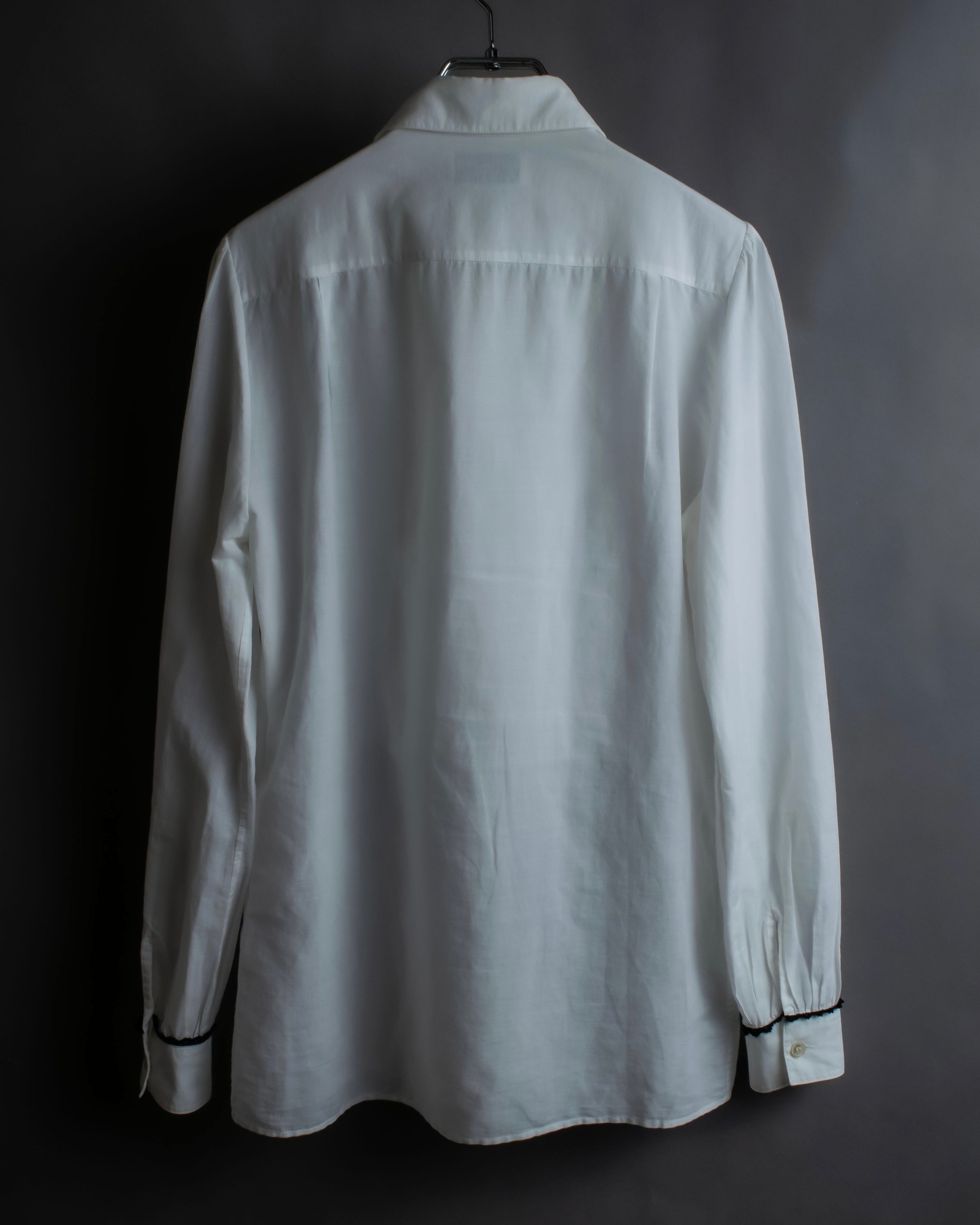 "Saint Laurent" 22SS Ribbon lace design tuxedo shirt