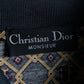 "Christian Dior" CD & argyle pattern oversized long sleeve polo shirt