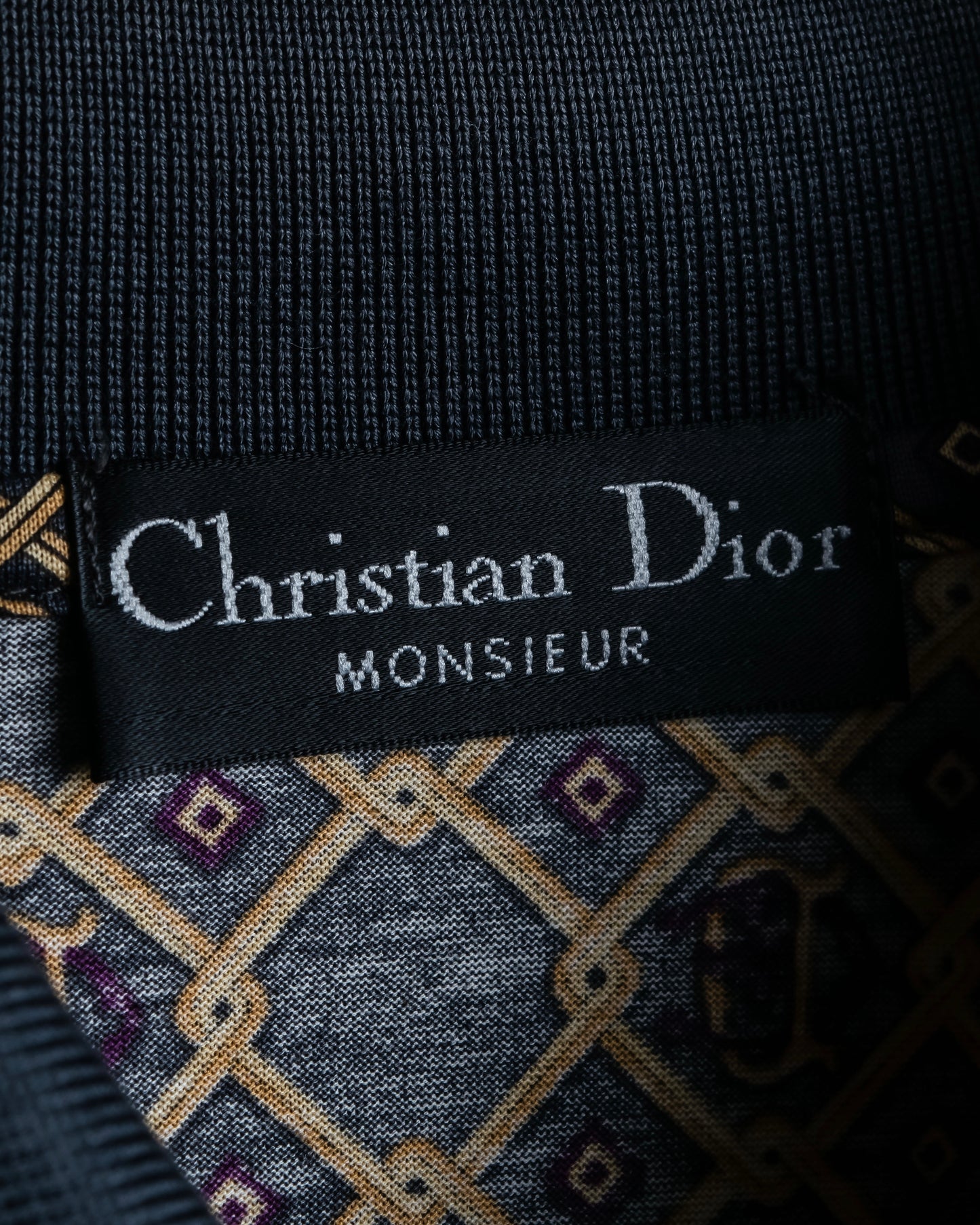 "Christian Dior" CD & argyle pattern oversized long sleeve polo shirt