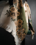 “Salvatore Ferragamo” 90’s Botanical fringe shawl