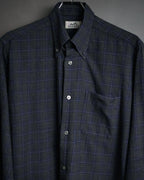 “HERMES” 90’s–00’s Windowpane cotton button down shirt
