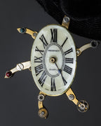 "Jerry Robertson design clock motif brooch"