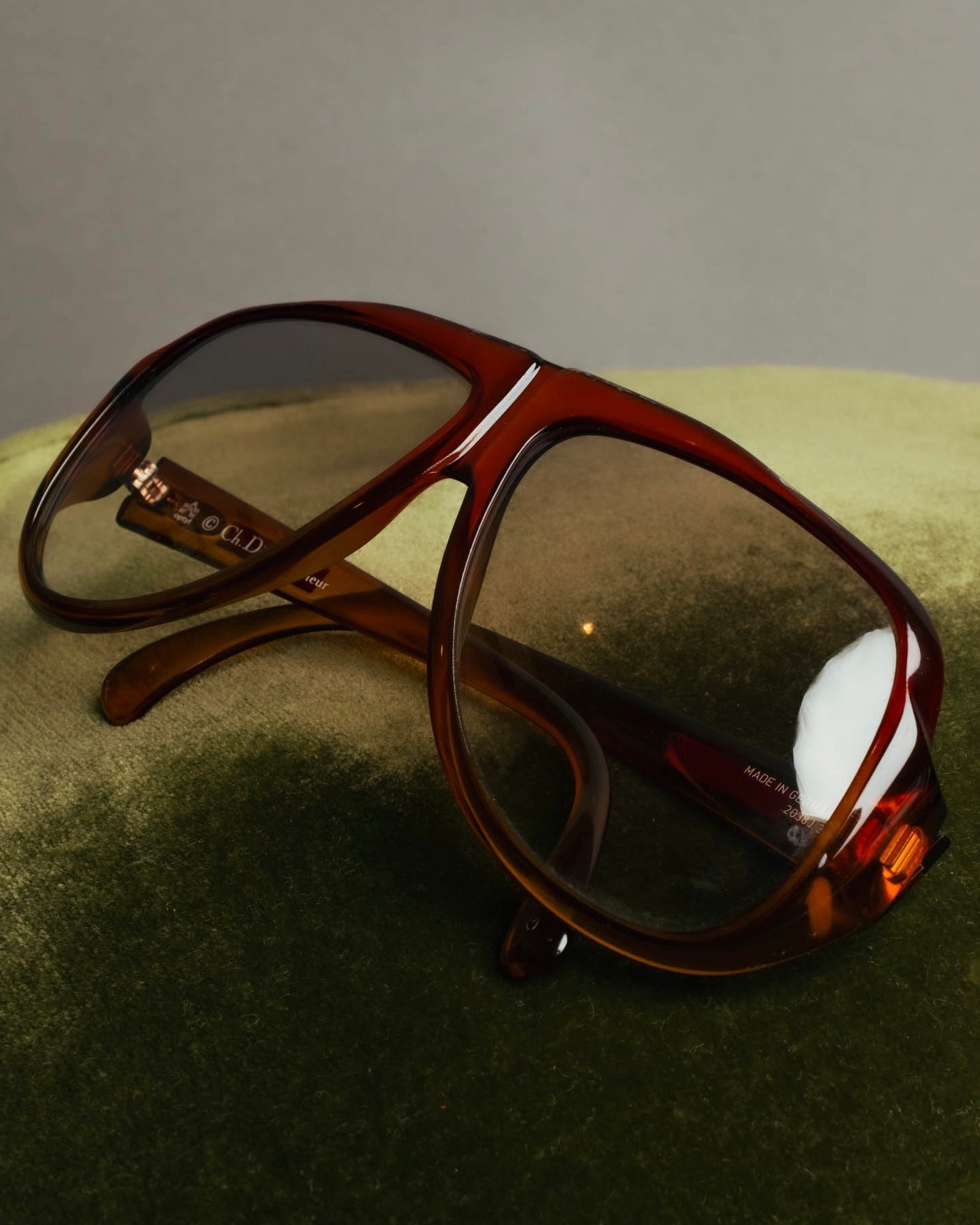 "Christian Dior" 70's-80's Amber optyl oversized sunglasses