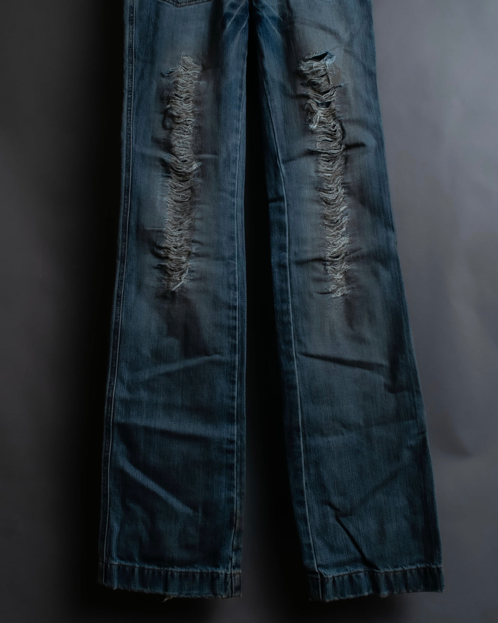 "Dolce & Gabbana" Gold zip detail distressed straight denim