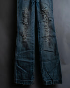 "Dolce & Gabbana" Gold zip detail distressed straight denim