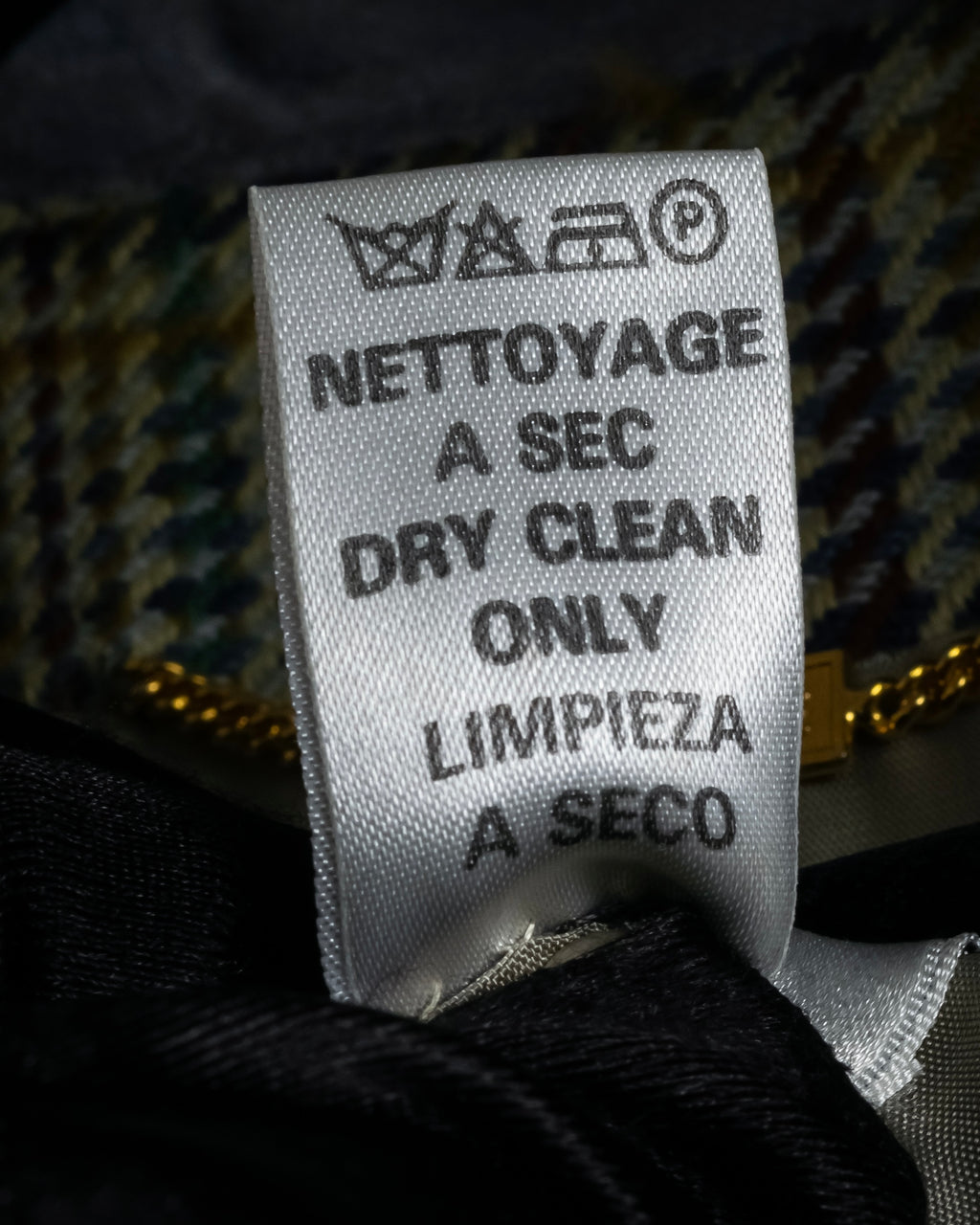 "CELINE" 90’s–00’s checked velvet collar coat