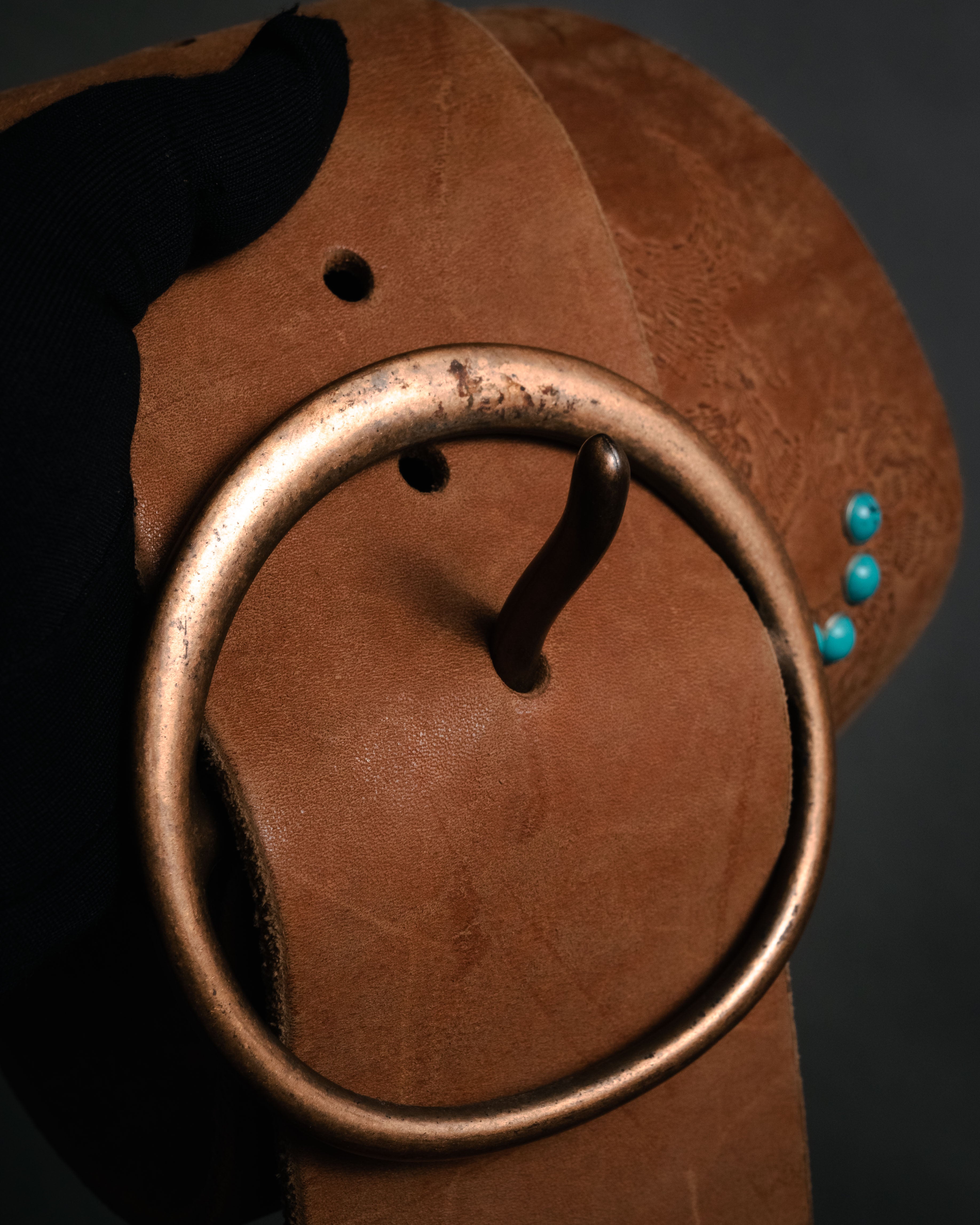 "DIESEL" 00’s Turquoise-studded embossed suede belt
