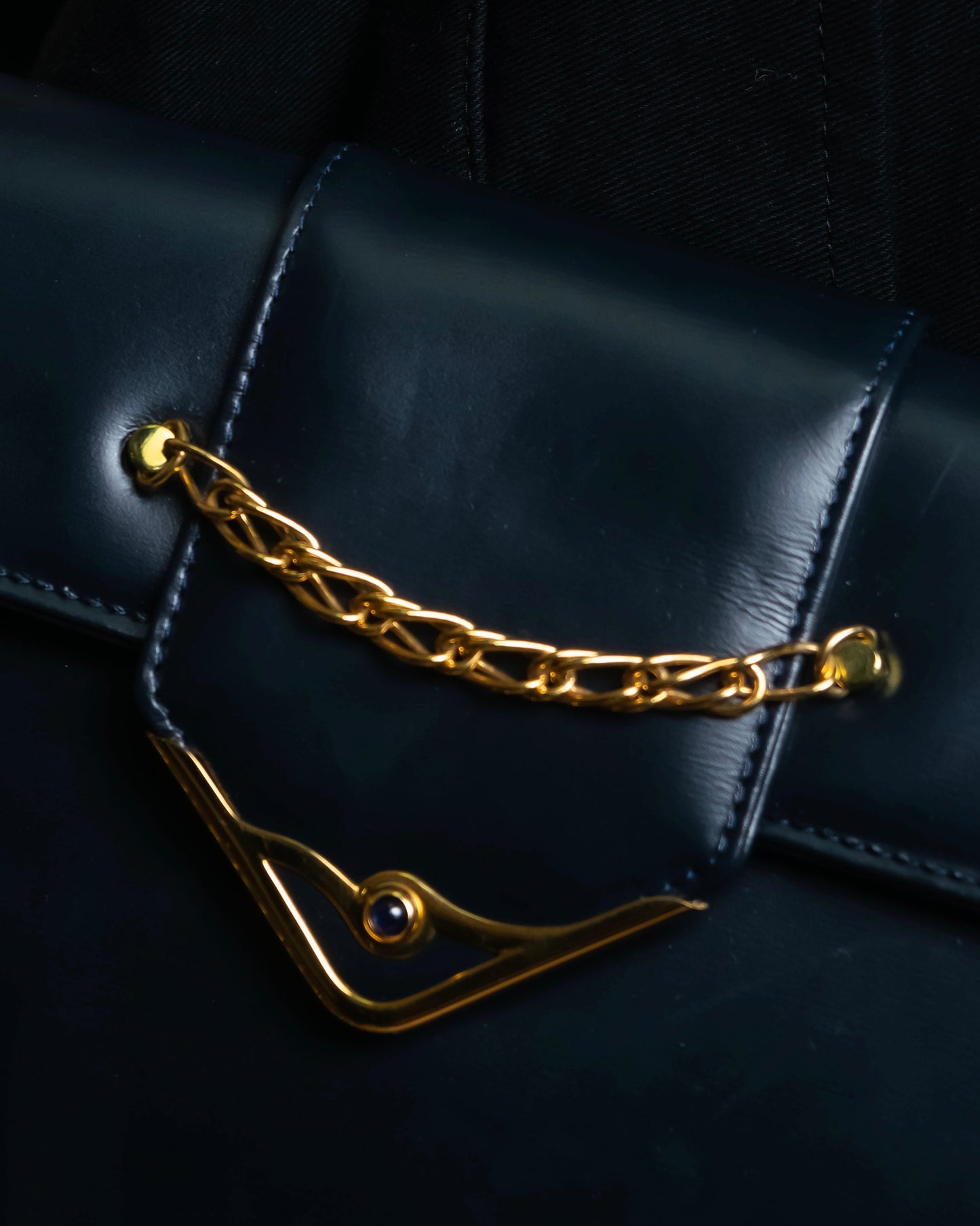 "Cartier" Sapphire rhinestone chain shoulder bag