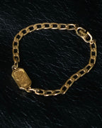 “Christian Dior” green & clear crystal designed gold chain bracelet