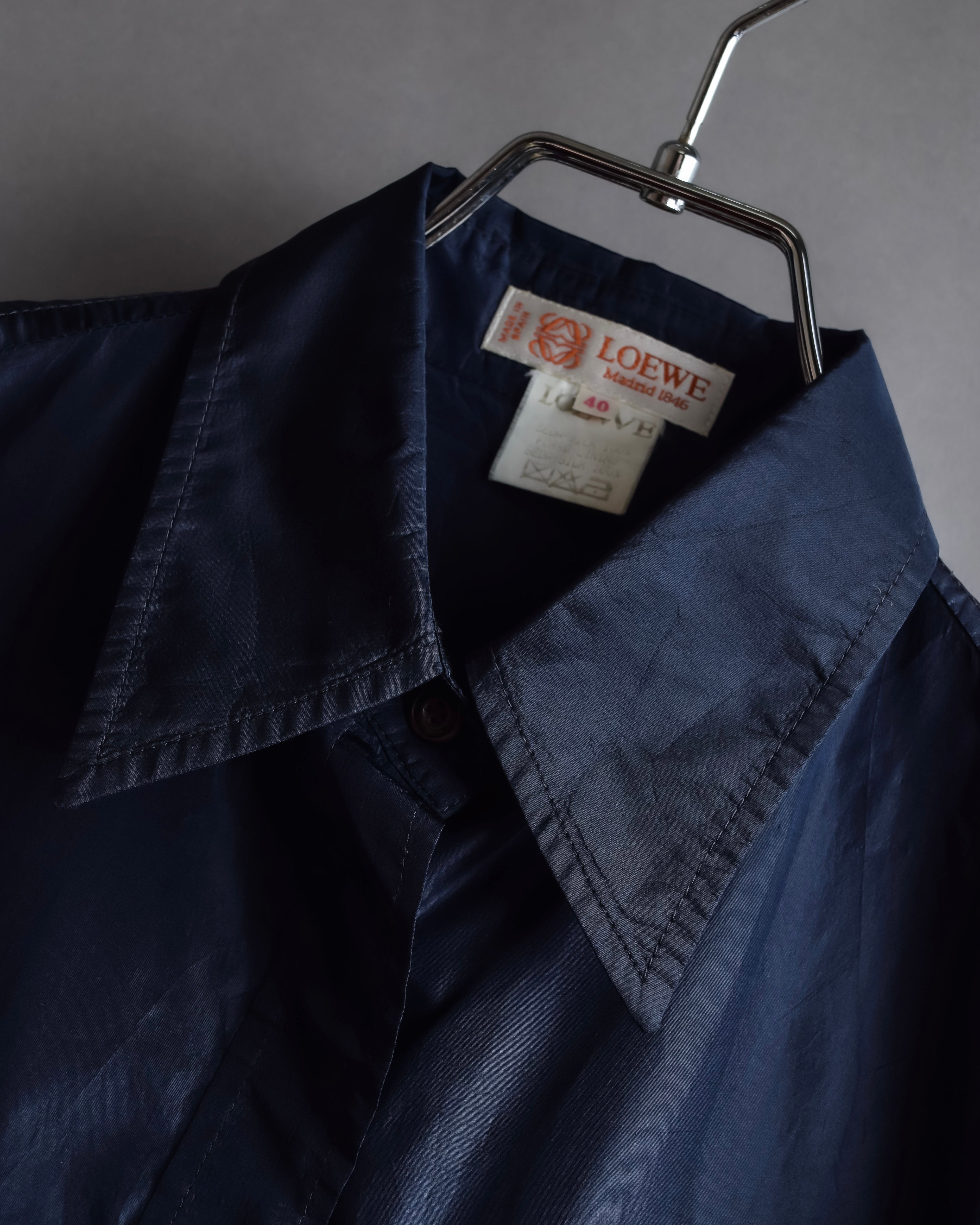 "LOEWE" 90's-00's Fly front silk shirt