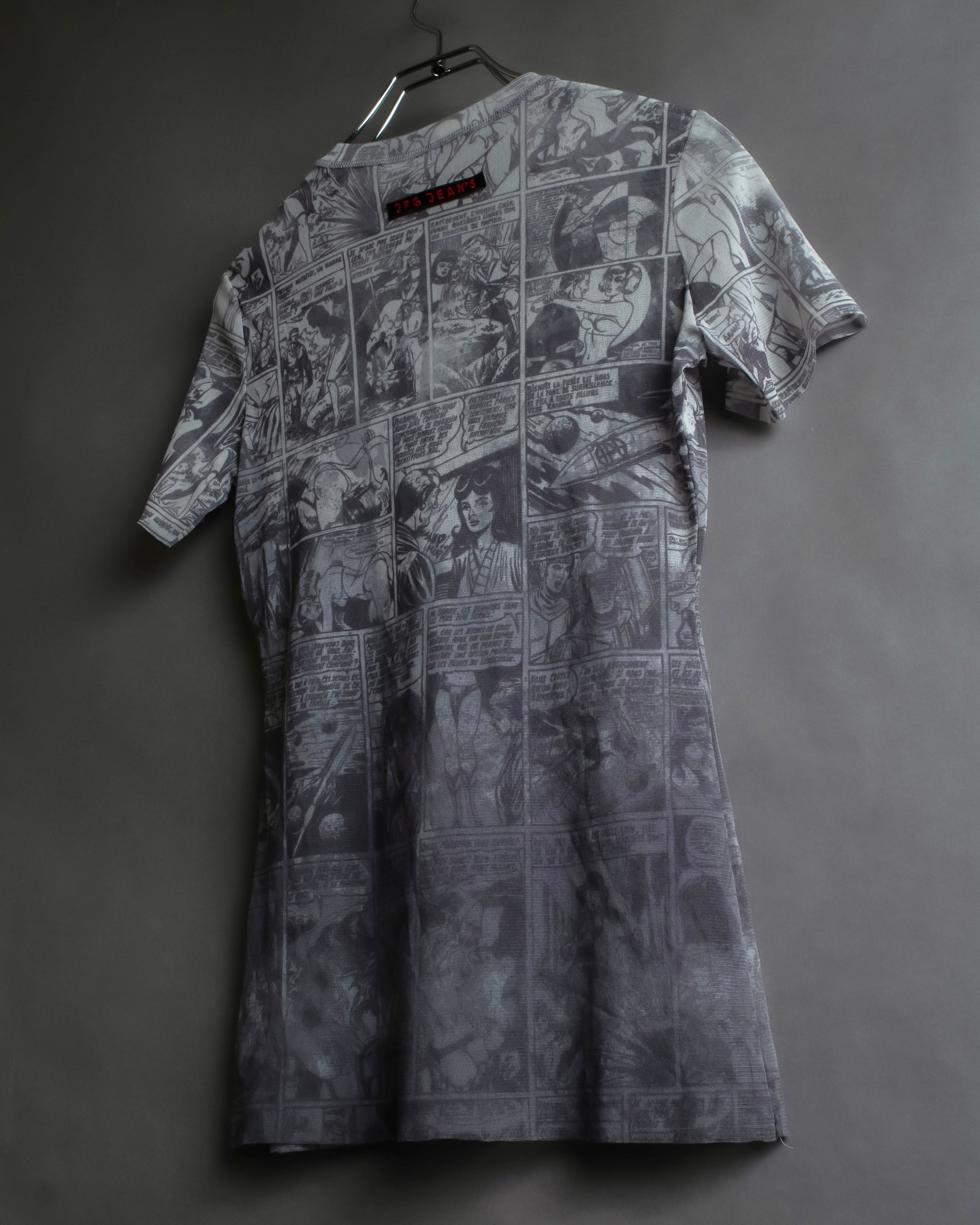 "JEAN PAUL GAULTIER JEANS" American comic book motif sheer short length pullover