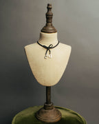 "Christian Dior" Ribbon charm leather cord choker necklace