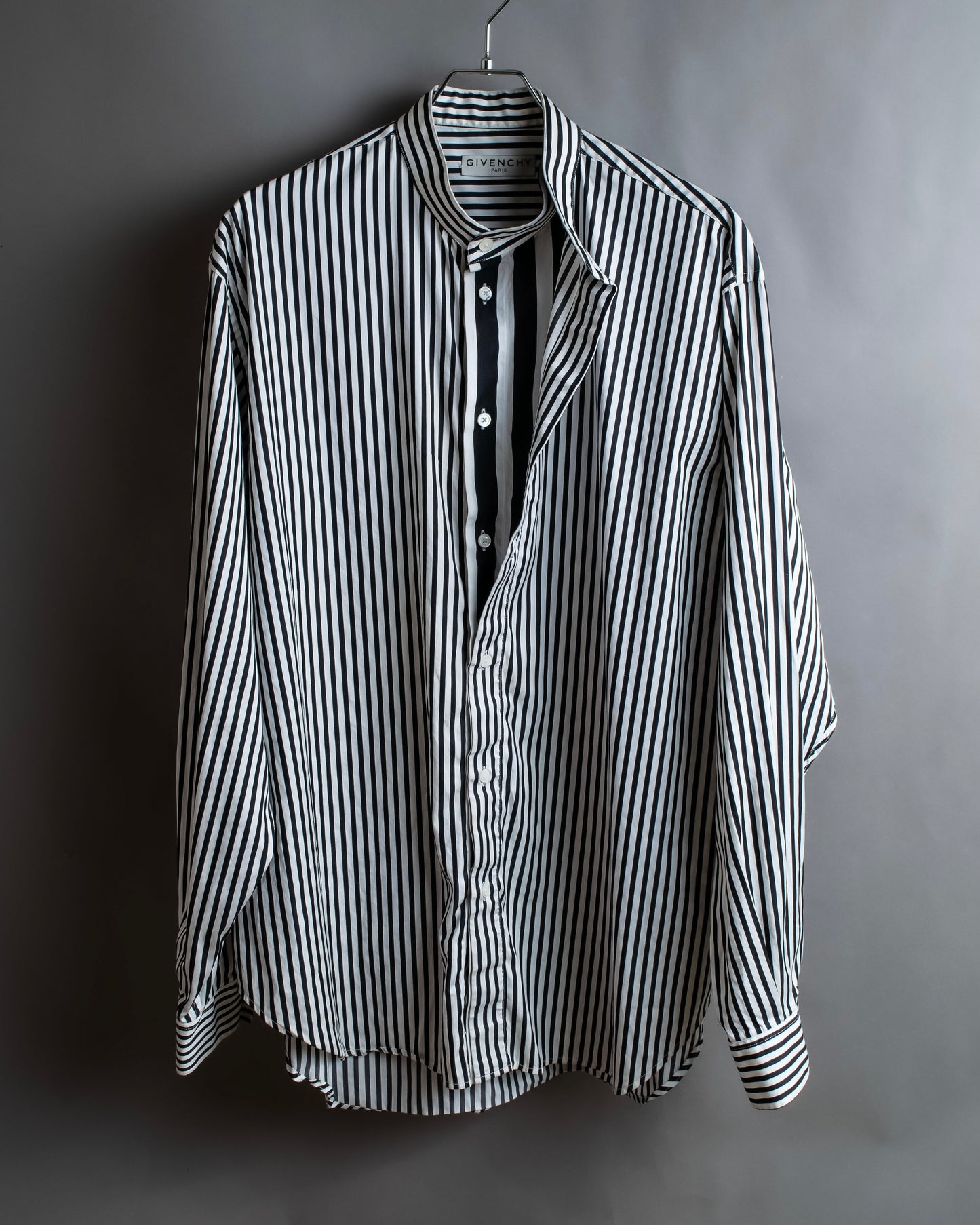 "GIVENCHY" Asymmetrical stripe pattern different thicknesses shirt