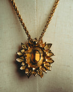 -SPECIAL- “Christian Dior” 80’s-90’s Sunburst amber glass pendant brooch