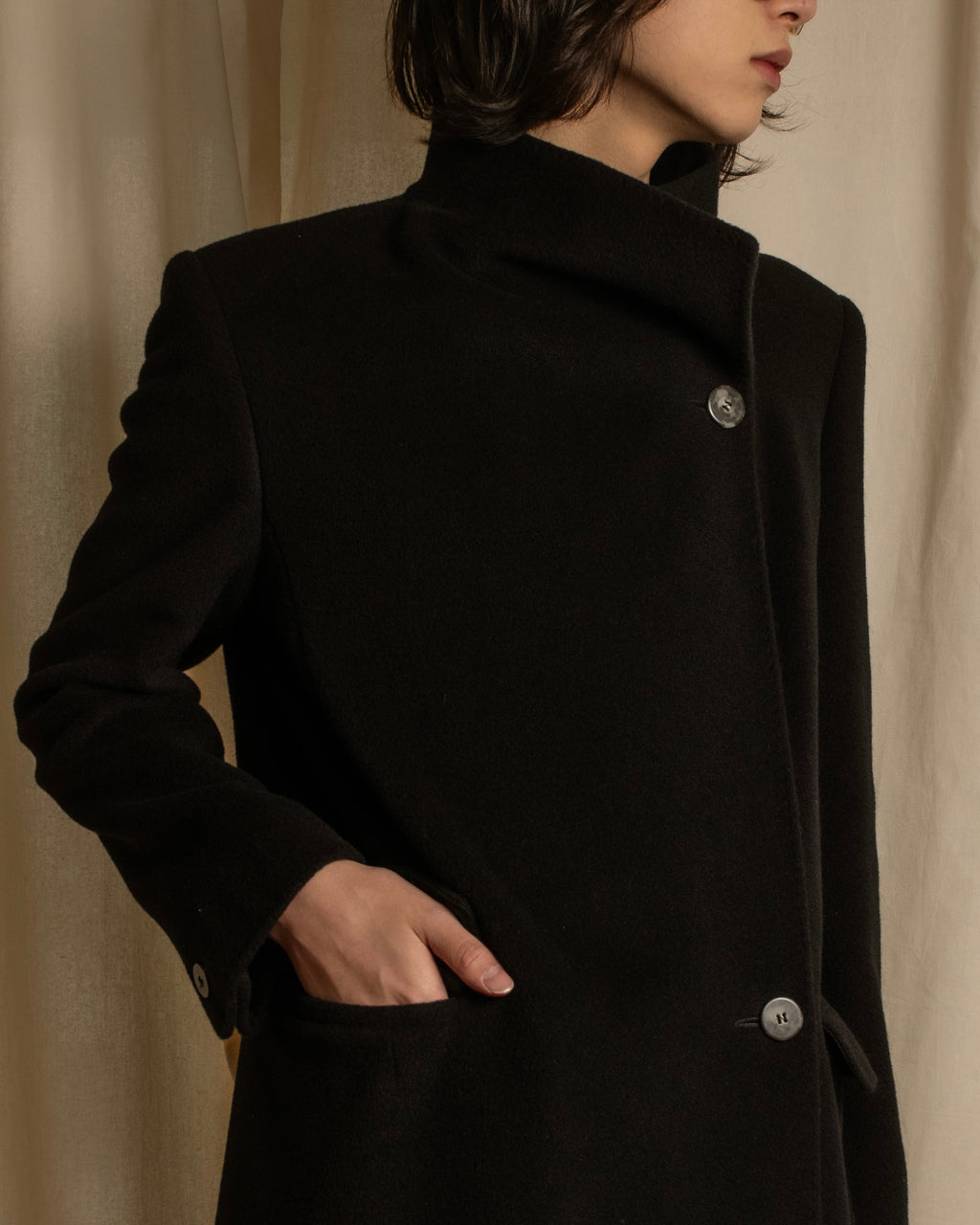 "Max Mara" 90's Asymmetrical front long chester coat