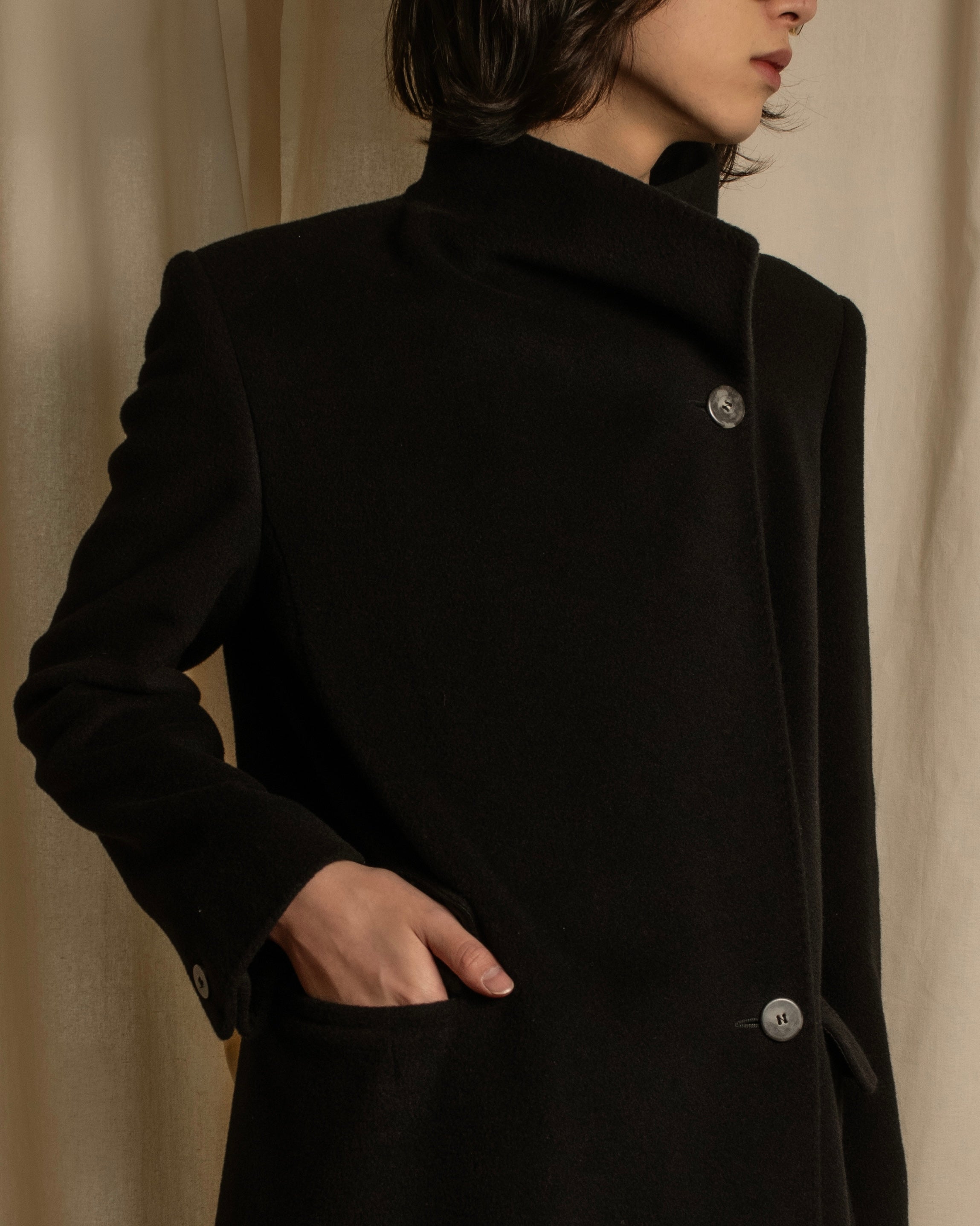 "Max Mara" 90's Asymmetrical front long chester coat