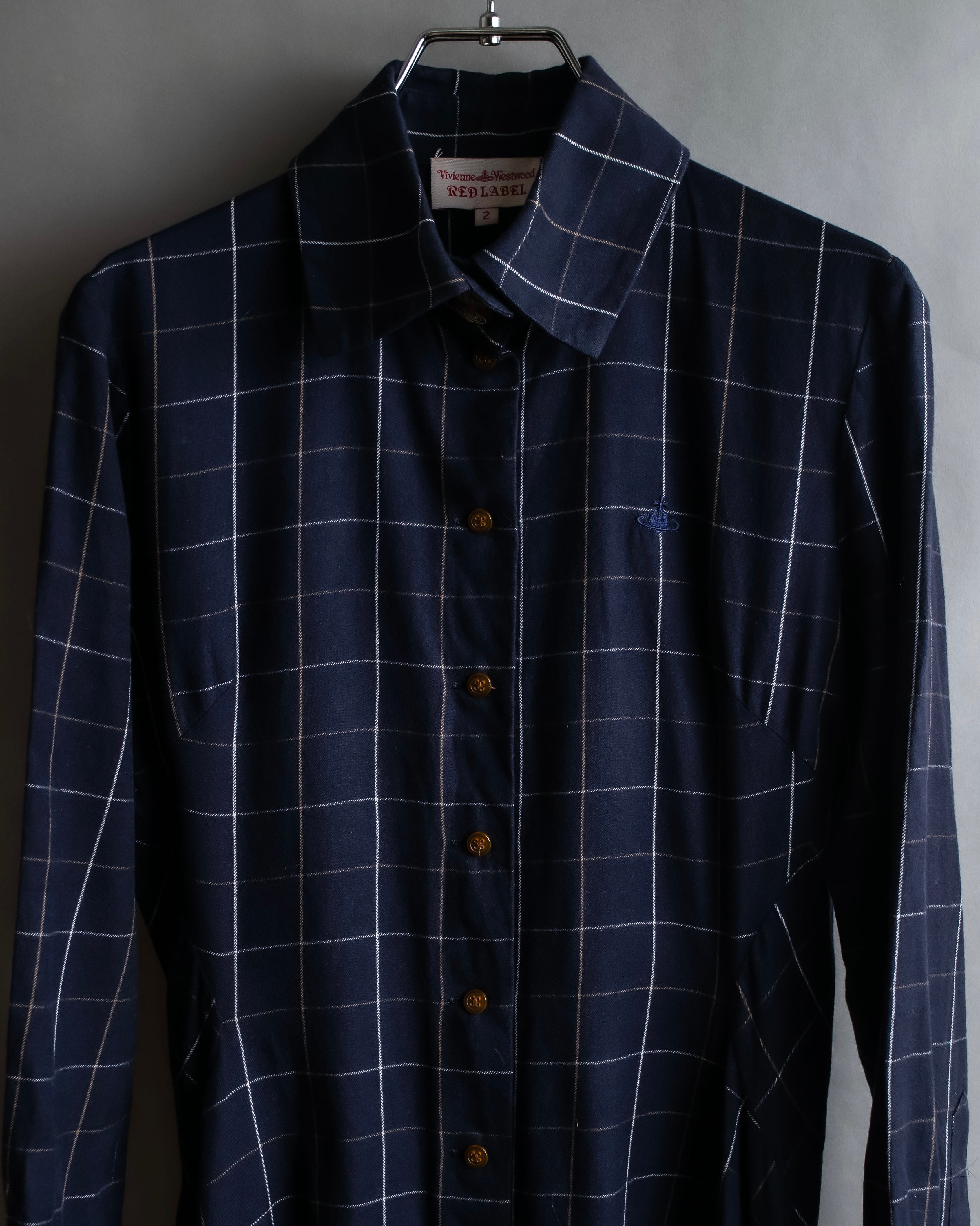 "Vivienne Westwood RED LABEL"
Windowpane print long shirt dress