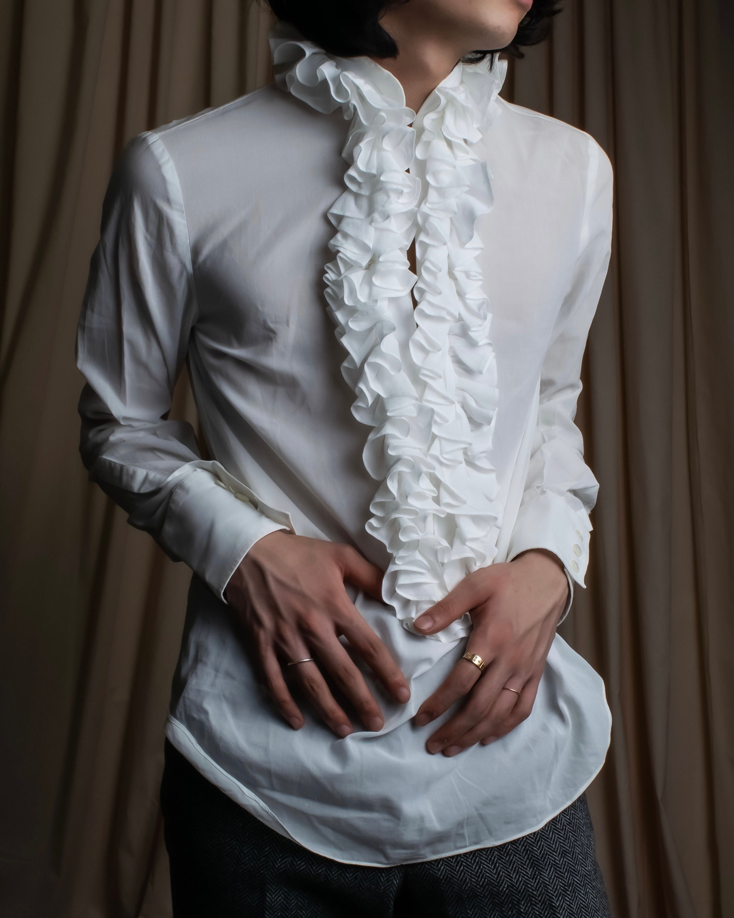 “Dolce&amp;Gabbana” Front volume frill designed shirt