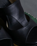 "Jimmy Choo" Leather combination wedge sole heel sandals