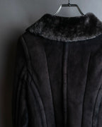 "CALVIN KLEIN" Mouton design zip-up suede jacket