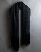 "GIORGIO ARMANI" Waffle low gauge knit fringe design stole