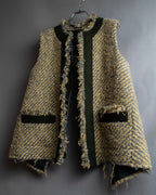 "sacai" Asymmetrical design double zipper tweed vest