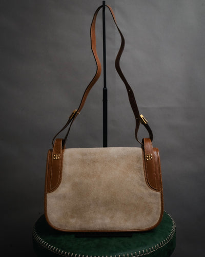 “BALENCIAGA” 70’s-80’s Suede accordion shoulder bag