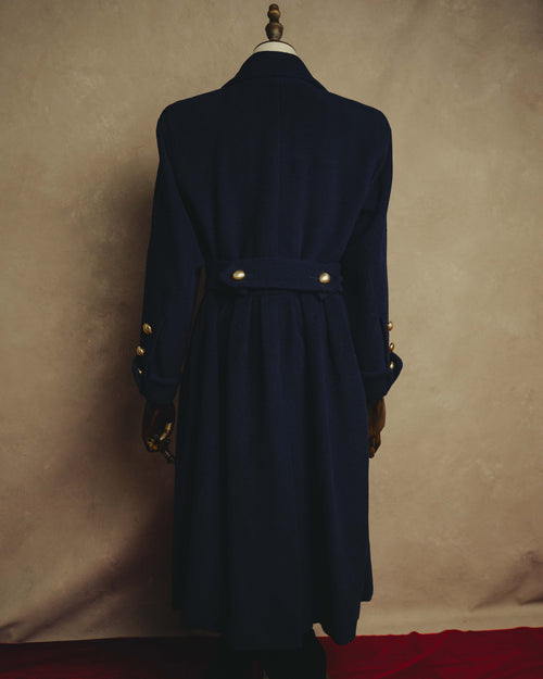 "Yves Saint Laurent" 80's-90's Gold-buttoned double-breasted wool coat